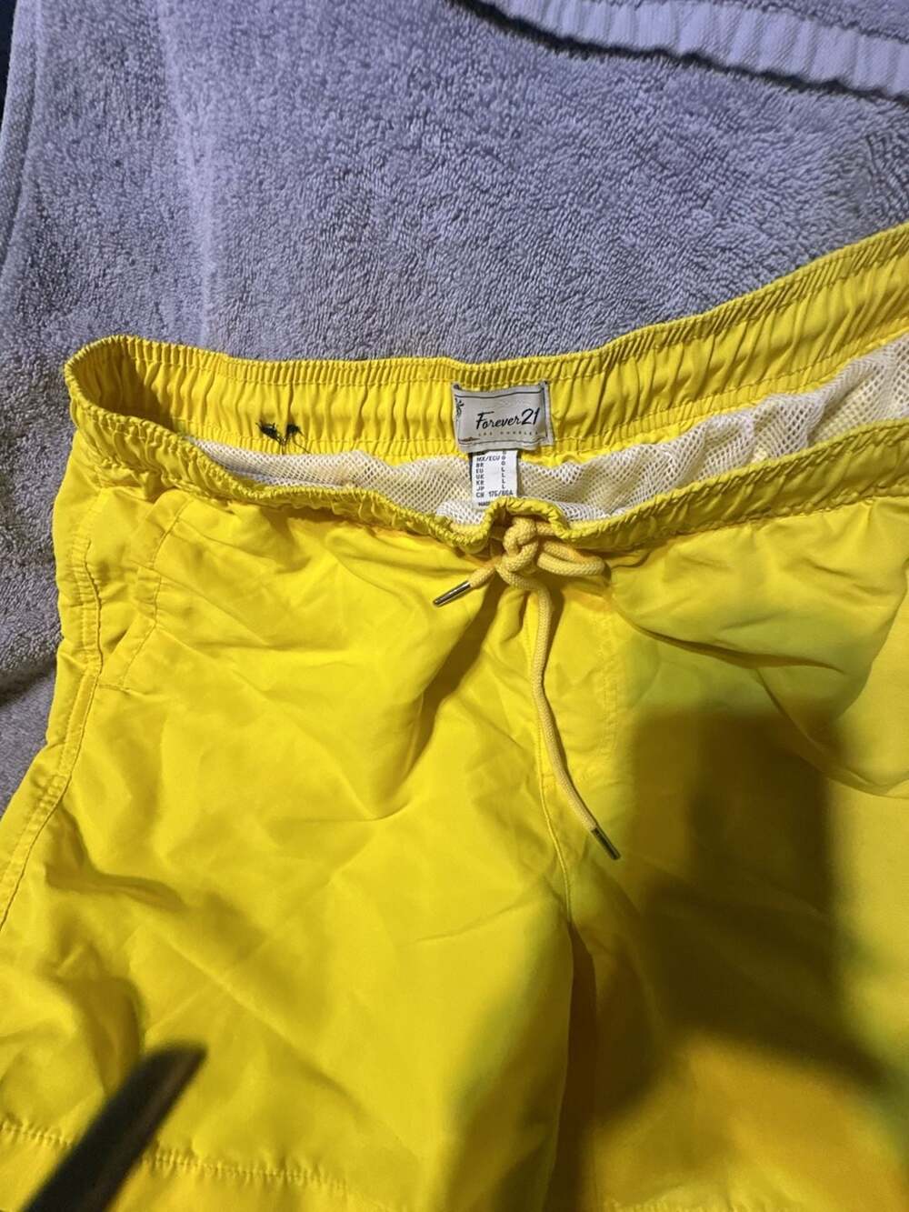 Forever 21 Men's Yellow Drawstring Swim Trunks